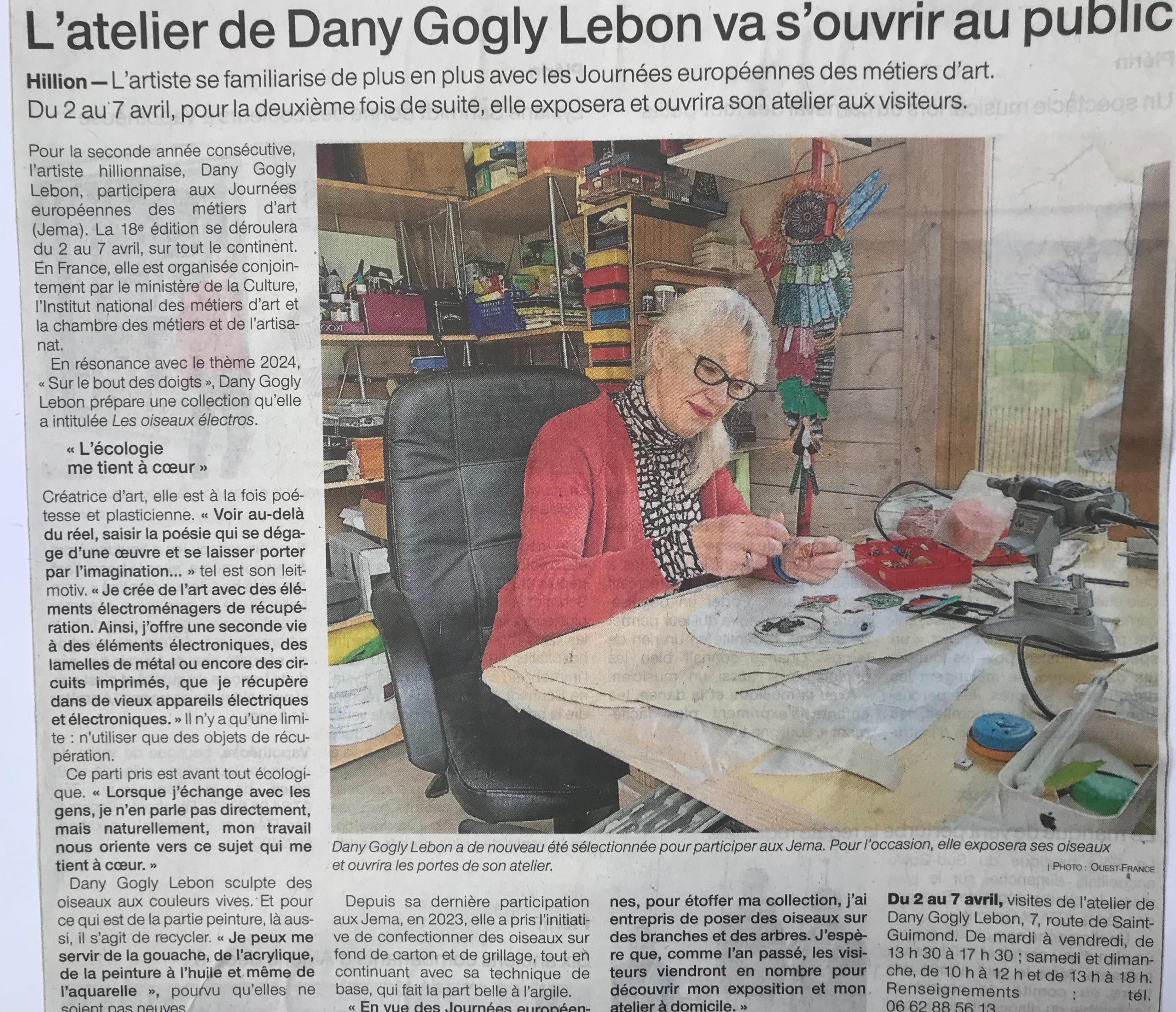 OUEST-FRANCE JEMA 2024 Dany GOGLY LEBON