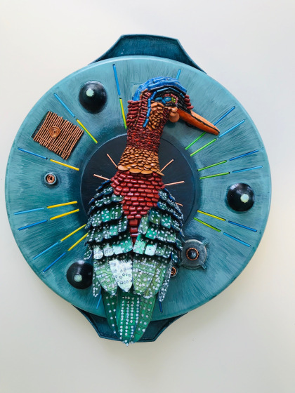 #oiseau #art récupération #sculpture #oiseau bleu